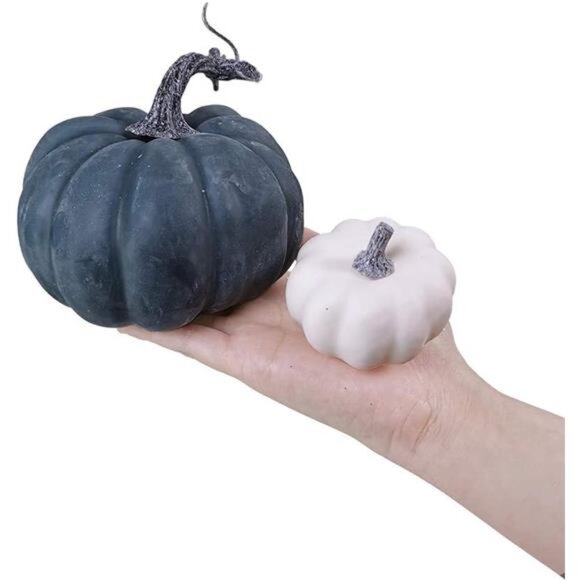 24 Pcs Bulk Assorted Rustic Harvest Artificial Pumpkins Foam Pumpkin in White - Picture 3 of 8